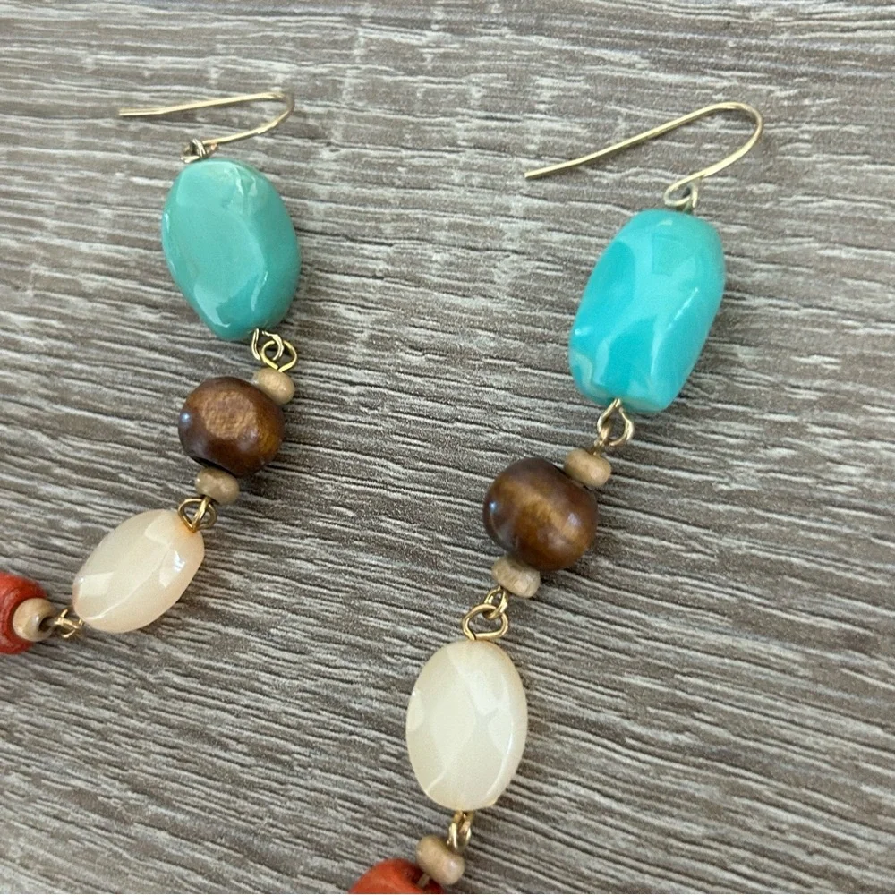 Multi Stone Drop Statement Earrings - Picture 7 of 11